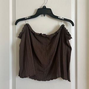 Brown Off-the-Shoulder Windsor Top Size XS